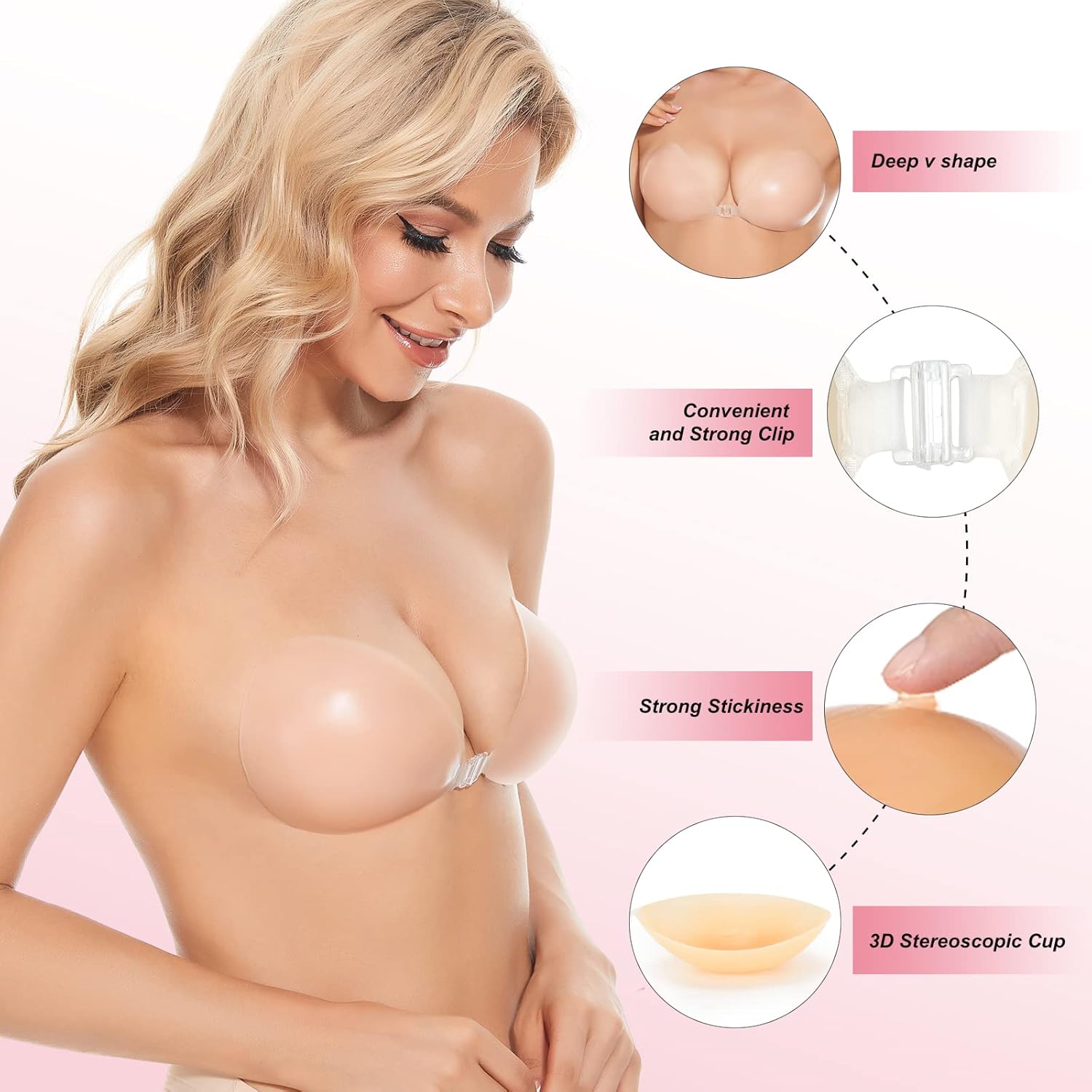 Strapless Bra Adhesive - Sutiã Adesivo Push Up Invisível de