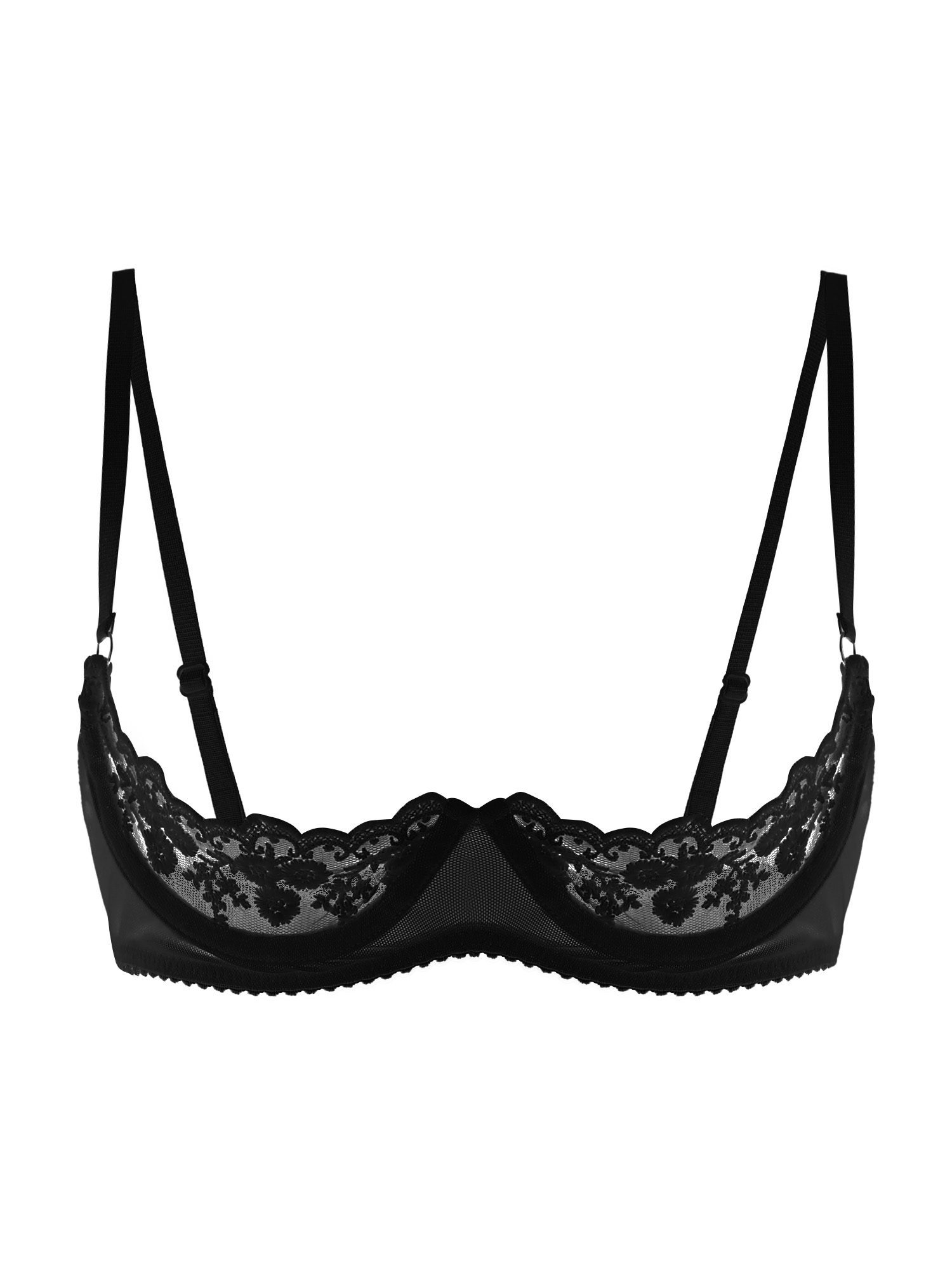 Sheer Bra Lace - Sutiã Sexy Feminino com Copas Abertas,