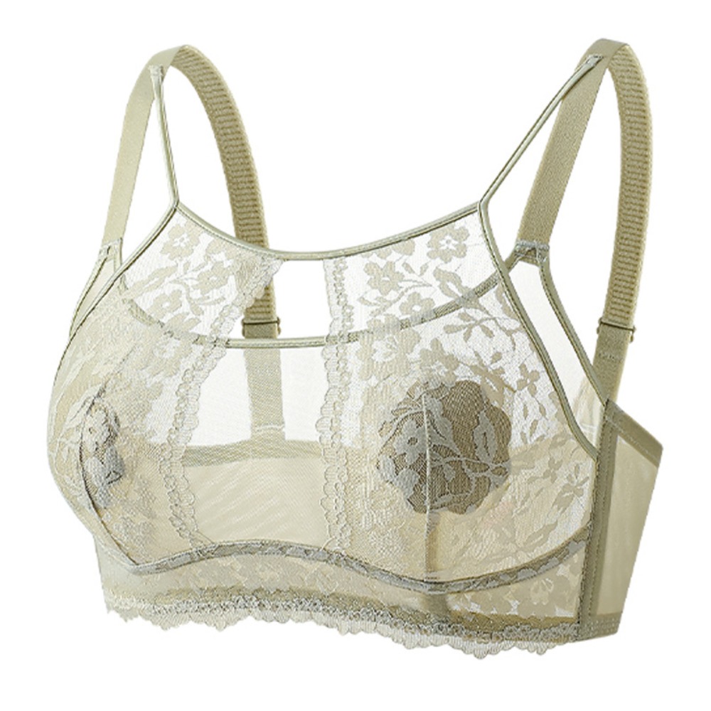 Sheer Mesh Bra - Moda malha flor sem fio profundo