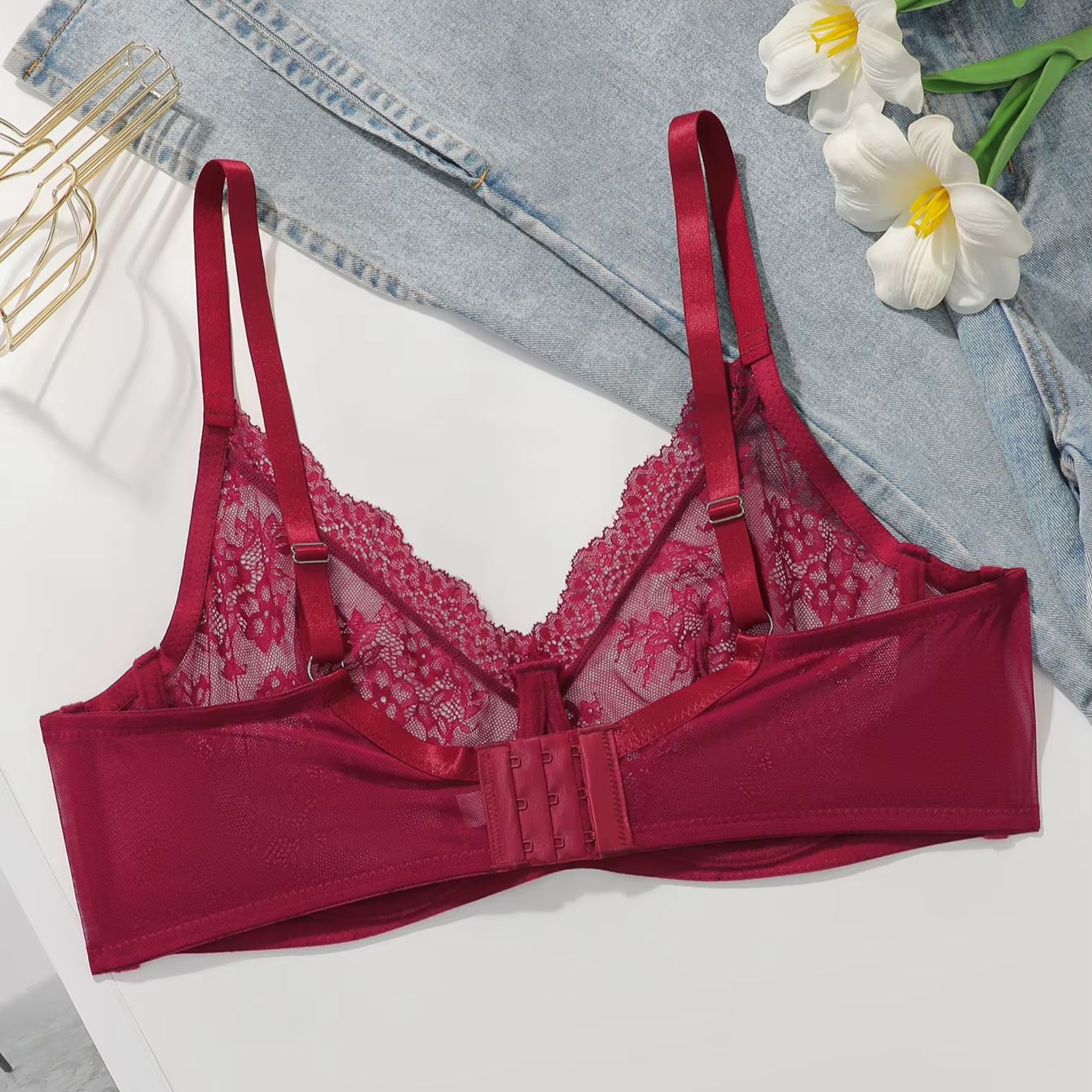 Sutiã de Renda Vermelha Plus S - Sheer Mesh Bra avaliação e preço