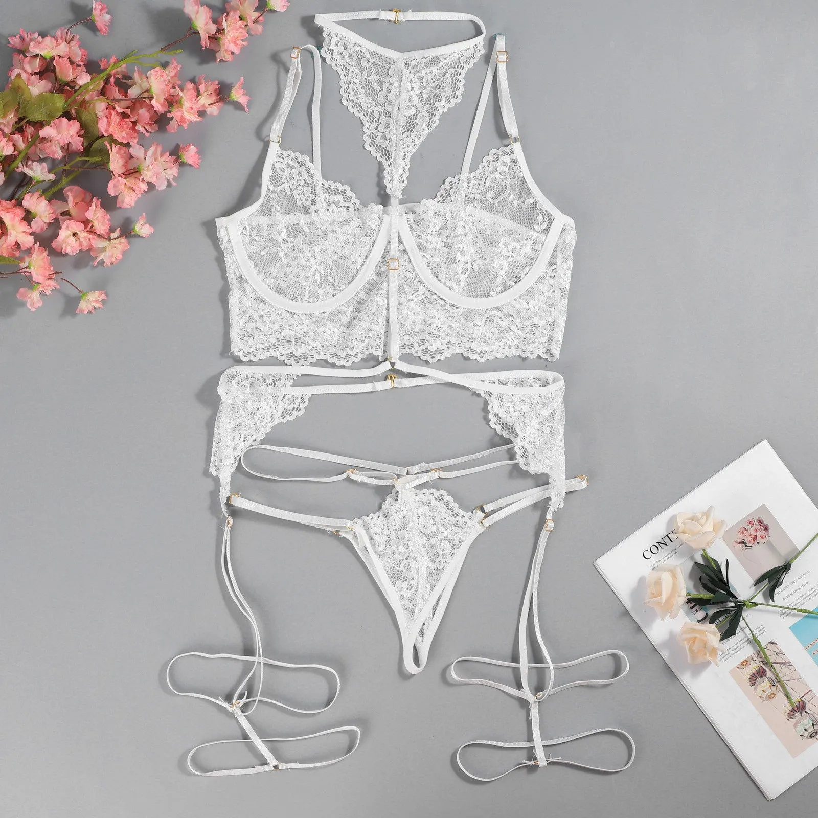 Conjunto de Lingerie Sexy de R - Lace Bralette Set avaliação e preço